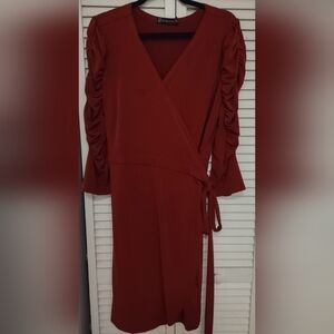 New York & Company Rich Burgundy Long Sleeve Dress